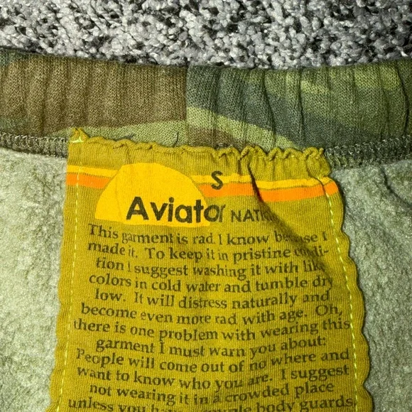 Aviator Nation Green Camouflage Joggers with Yellow Bolt - Picture 4 of 5